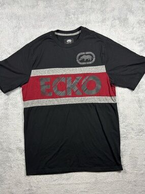 Ecko Unlimited Black, Red & Gray Logo Block Short Sleeve Tee